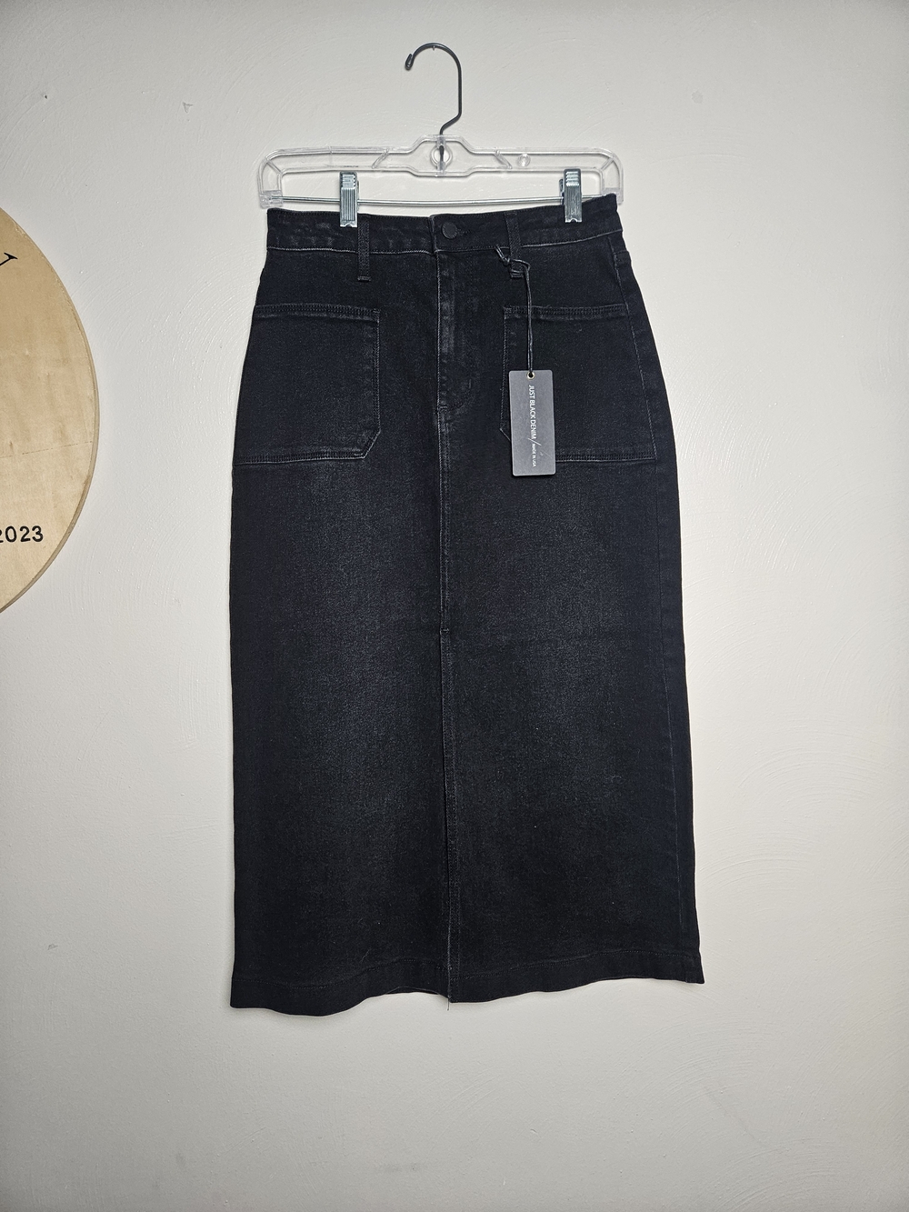 Just Black Black Midi Denim Skirt